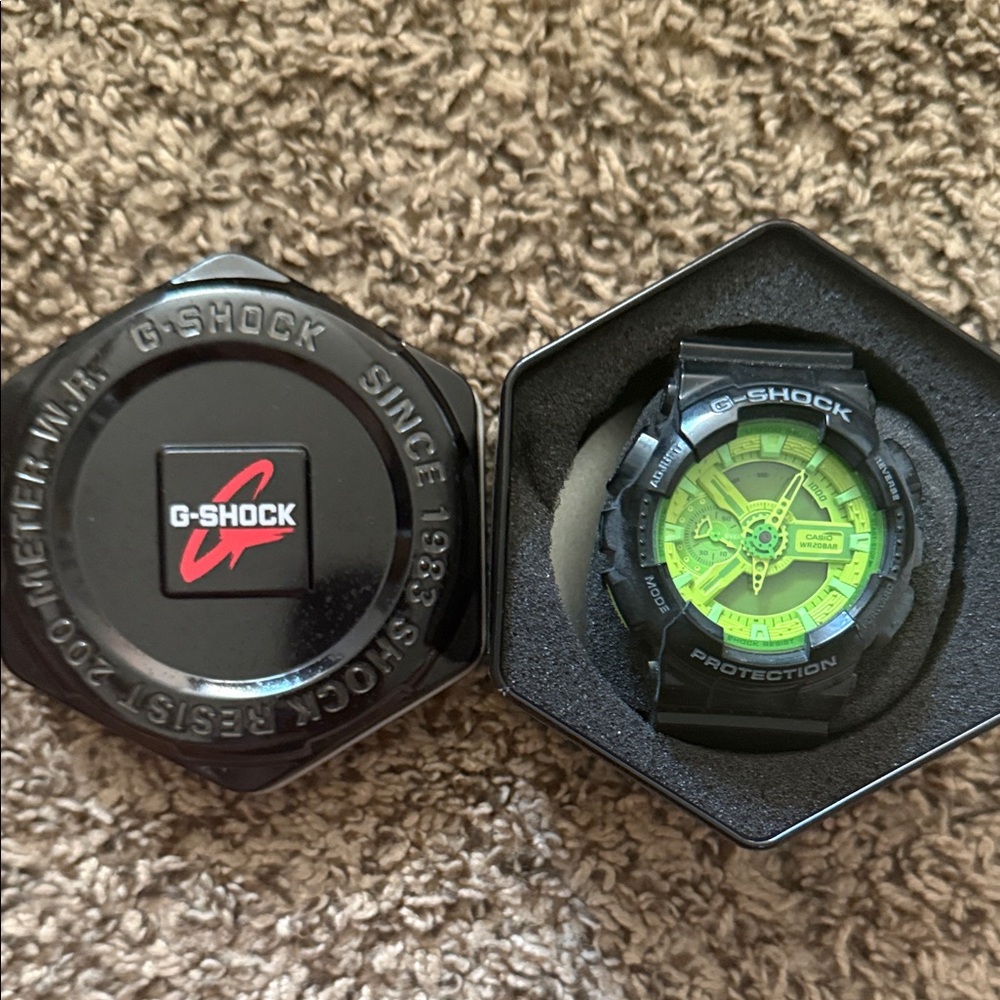 G-Shock Black and Bright Green Timepiece